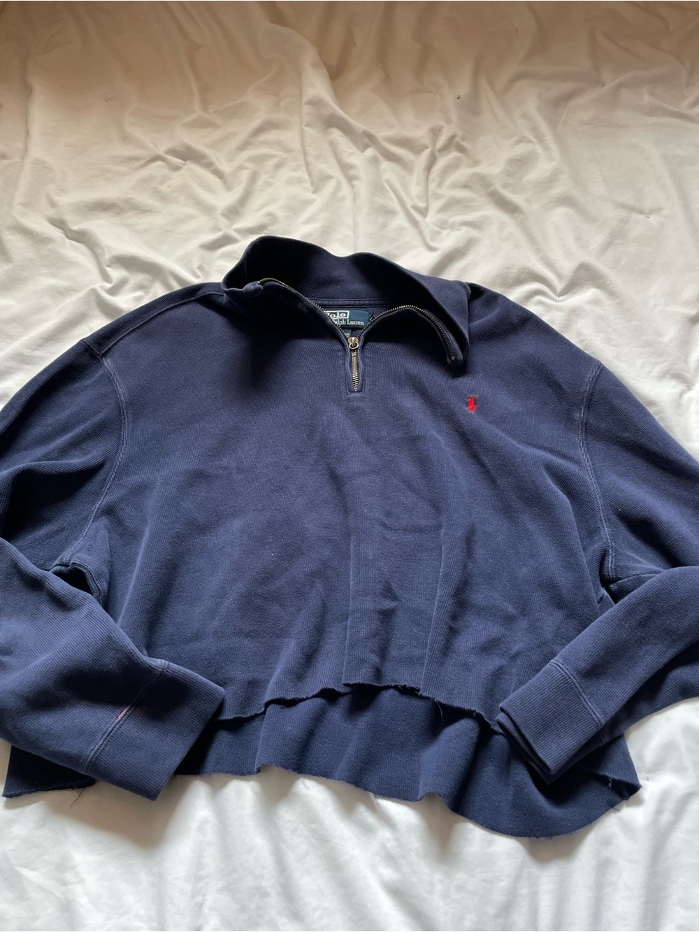 Ralph Lauren Navy Half-Zip Pullover with Gold Zipper